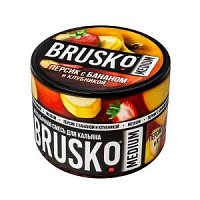 Бестабачная смесь для кальяна BRUSKO, 50 г, Персик с бананом и клубникой, Medium